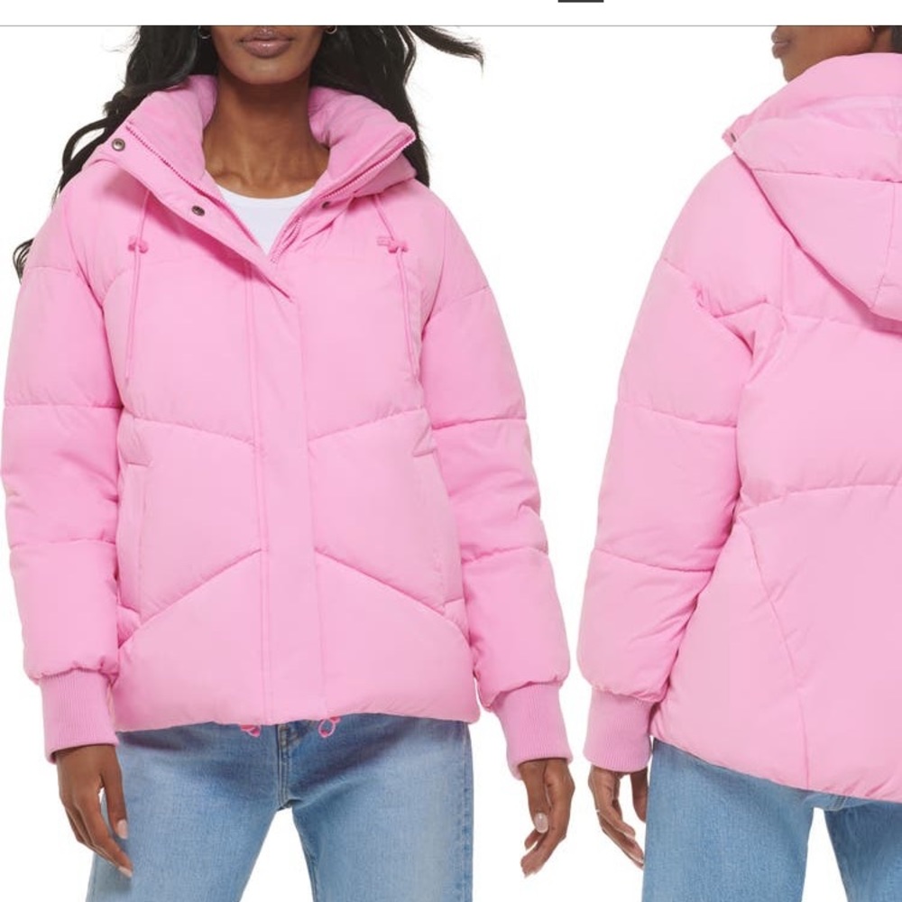 Levi’s Quilted Puffer Jacket Coat- Pink- Size Small